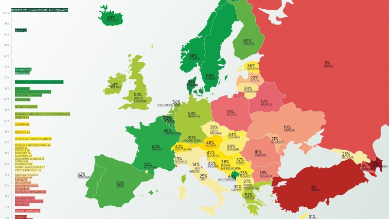 Mapa de ILGA-Europa 2022.