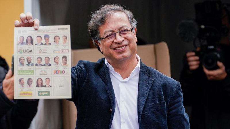 29/05/2022 El candidato izquierdista Gustavo Petro vota en las elecciones colombianas en Bogotá