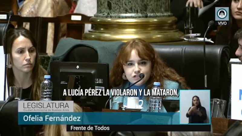La diputada argentina Ofelia Fernández durante su intervención en el Parlamento este 2 de junio de 2022.