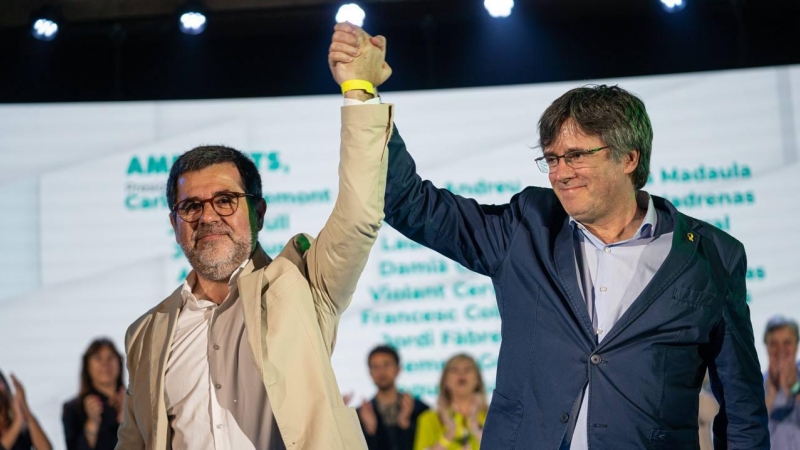 Jordi Sànchez i Carles Puigdemont, al Congrés de JxCat.