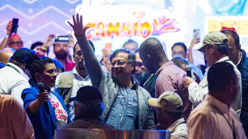 Gustavo Petro durante el cierre de su campaña en Bogotá. Fecha: 23/05/2022.