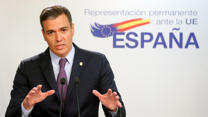 El presidente del Gobierno español, Pedro Sánchez, da una conferencia de prensa al final de una cumbre de la UE en Bruselas, Bélgica, el 24 de junio de 2022.