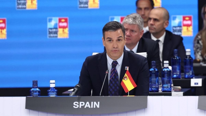 El presidente del Gobierno, Pedro Sánchez, durante la primera jornada de la Cumbre de la OTAN 2022 en el Recinto Ferial IFEMA, a 29 de junio de 2022, en Madrid.