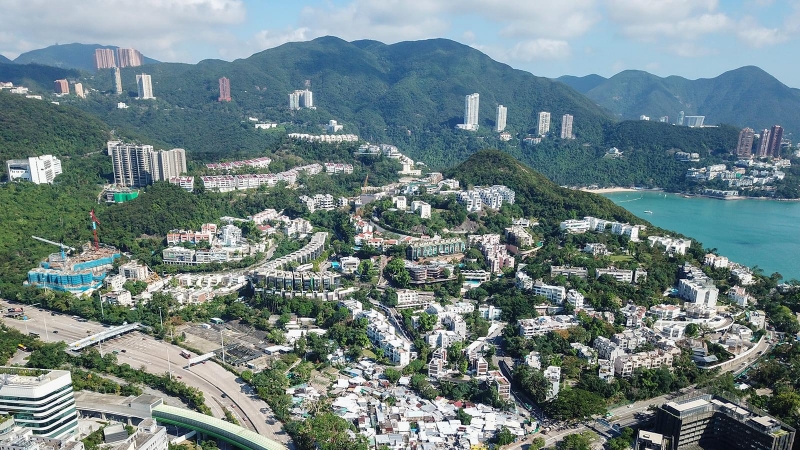 Fotografía desde el aire de Shouson Hill, en Hong Kong.