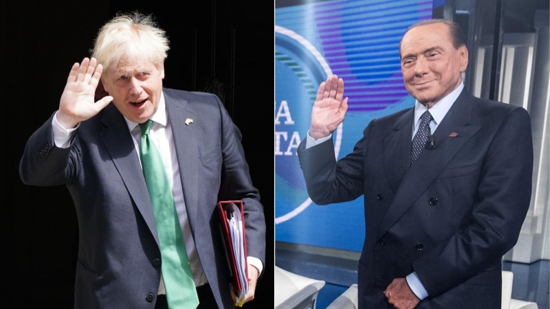 Boris Johnson y Silvio Berlusconia.