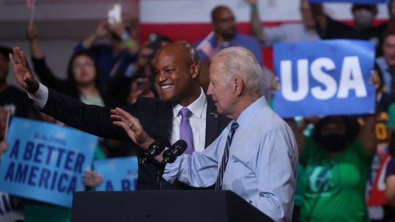 25/08/2022 El presidente de Estados Unidos, Joe Biden, participa en un mitin con el candidato demócrata de Maryland, Wes Moore