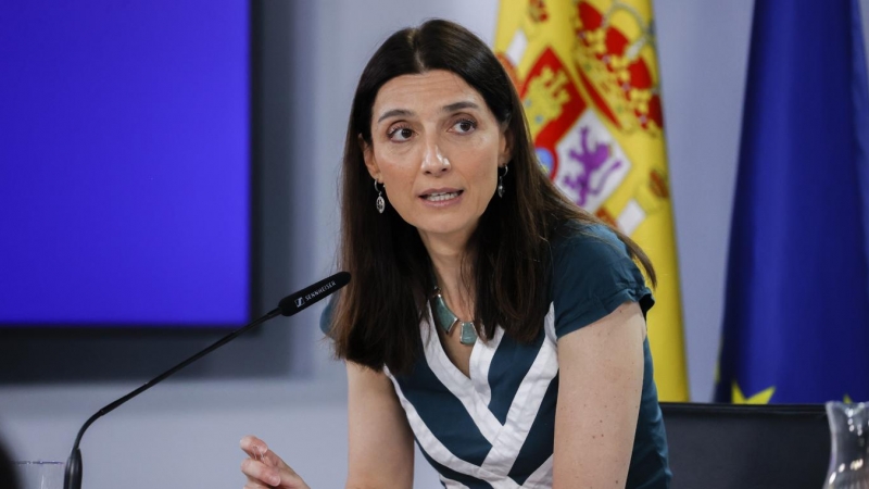 30/8/22 La ministra de Justicia, Pilar Llop durante la rueda de prensa tras el Consejo de Ministros celebrado en la Moncloa, a 30 de agosto de 2022.