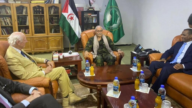 04/09/2022 El enviado especial de la ONU para el Sáhara Occidental, Staffan de Mistura, se reúne con el líder del Frente Polisario, Brahim Ghali en Tinduf