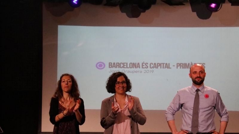 24/05/2019 - Una imatge de l'acte final de campanya de Barcelona és Capital - Primàries per a les eleccions municipals de 2019, amb el seu líder, Jordi Graupera, a la dreta.