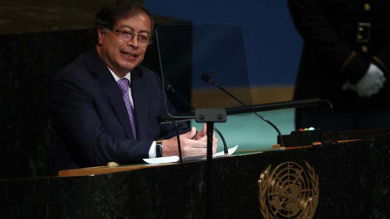 El presidente de Colombia, Gustavo Petro , ofrece un discurso en la Asamblea General de las Naciones Unidas (Nueva York), el 20 de septiembre de 2022.