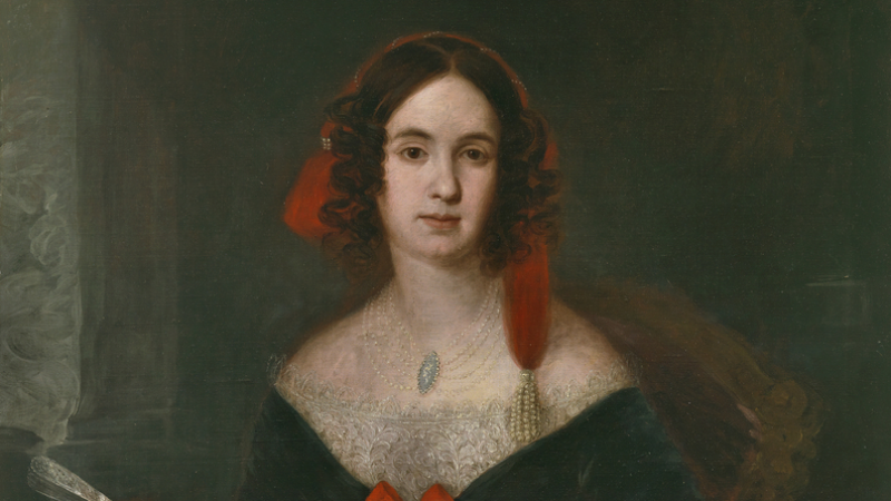 Dama con abanico (1845) de José Gutiérrez de la Vega y Bocanegra