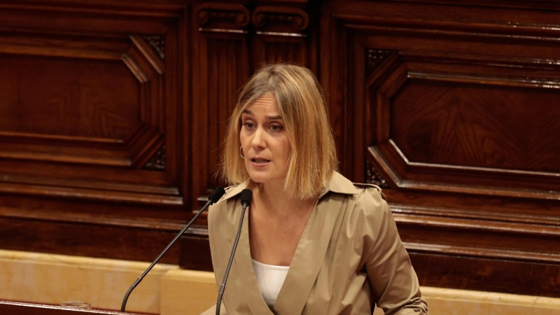 La presidenta del grup parlamentari d'En Comú Podem, Jéssica Albiach, durant el debat de política general al Parlament.