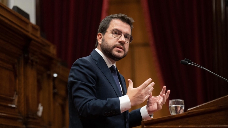 El president de la Generalitat, Pere Aragonès, interviene en el debate de política general anual, en el Parlament de Catalunya, a 27 de septiembre de 2022, en Barcelona, Cataluña (España).