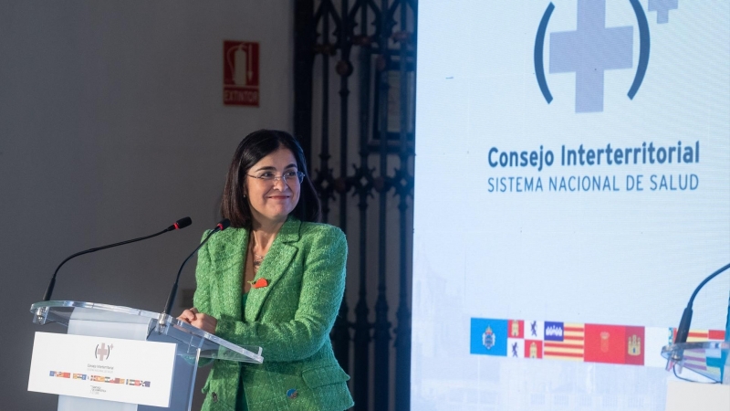 07/10/2022-La ministra de Sanidad, Carolina Darias, comparece en rueda de prensa tras la reunión del Consejo Interterritoria del SNS, a 7 de octubre de 2022, en Santiago de Compostela, A Coruña, Galicia (España).