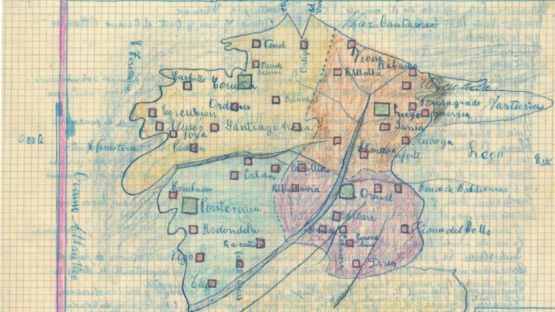 25/11/22 Mapa político de Galicia, en los cuadernos de Antonio Rial.