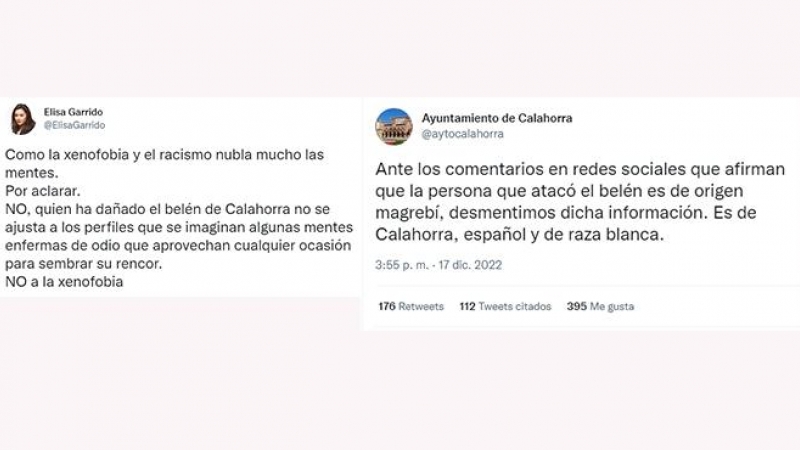 Tuits desmintiendo el bulo de Calahorra de la alcaldesa y del ayuntamiento