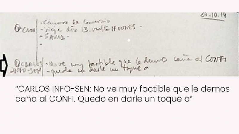 Extracto de las agendas de Villarejo que demuestra la relación previa con el periodista Carlos Mier