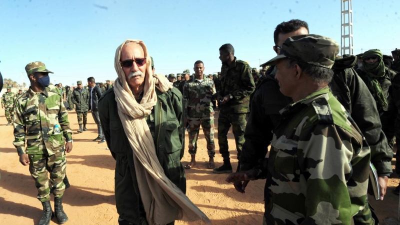 El secretario general del Frente Polisario y presidente de la República Saharaui, Brahim Ghali, a su llegada al Congreso de la formación en el capo de refugiados de Dakhla, en Argelia. EFE/EPA/STR