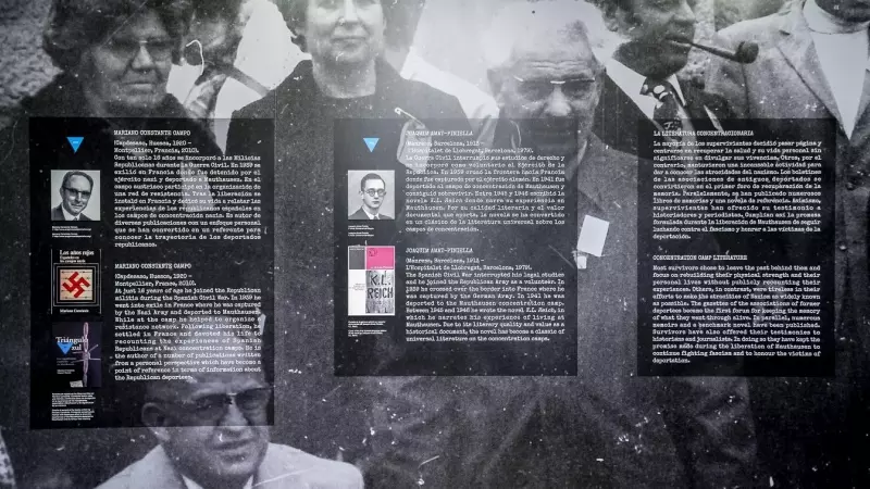 Expositores con objetos reales de Mauthausen en la exposición ‘Mauthausen: memorias compartidas’, organizada por Centro Sefarad-Israel y la Secretaría de Estado de Memoria Democrática.