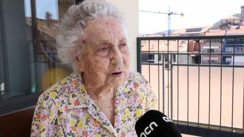 La persona más longeva del mundo, Maria Branyas, durante una entrevista en Olot, a 1 de agosto de 2019.