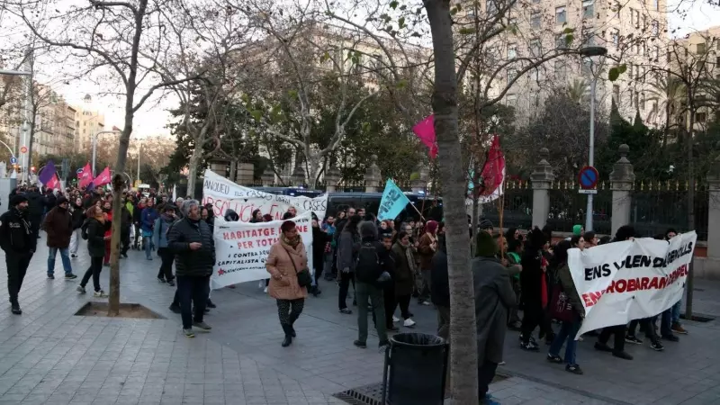 21/01/2023 - La manifestació d'aquest dissabte a Barcelona per denunciar la repressió al moviment per l'habitatge.