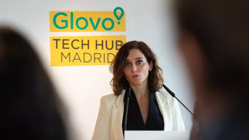 Imagen de archivo de Isabel Díaz Ayuso, presidenta de la Comunidad de Madrid, en un acto organizado por Glovo en octubre de 2021.