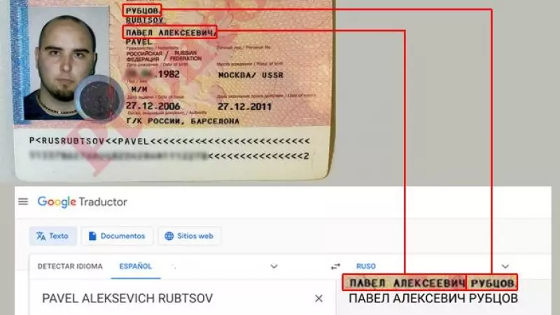 Pasaporte de Pablo González Yagüe o Pavel Aleksevich Rubtsov por su grafía en ruso