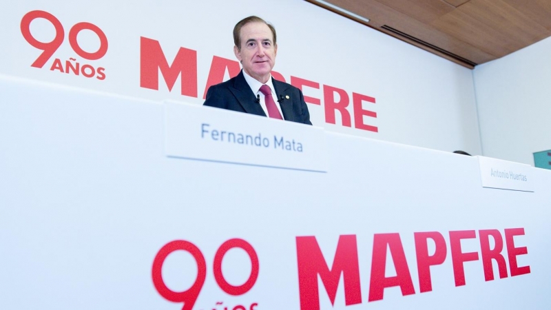 El presidente de Mapfre, Antonio Huertas, durante la presentación de los resultados anuales de 2022, en el auditorio de Fundación Mapfre, en Madrid. — Gustavo Valiente / EUROPA PRESS