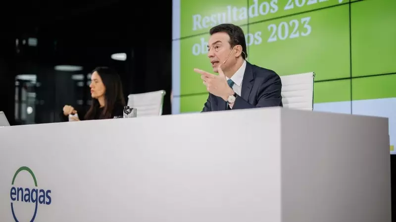 El consejero delegado de Enagás, Arturo Gonzalo, durante la rueda de prensa de presentación de resultados 2022. E.P./Alejandro Martínez Vélez