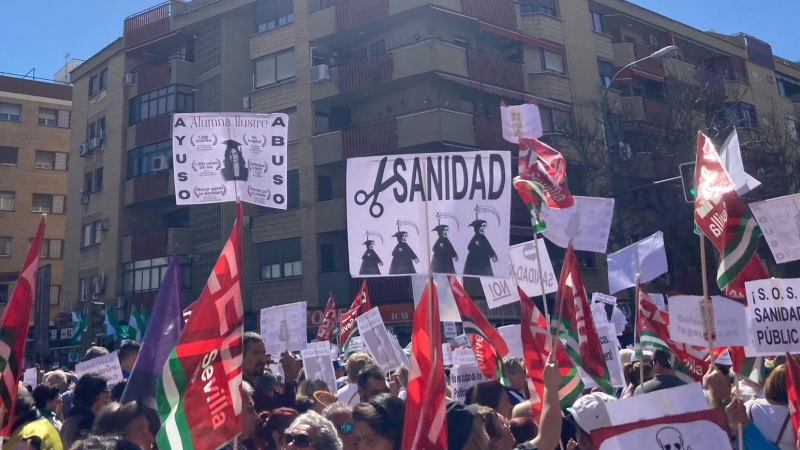 Detalle de la manifestación sanitaria de Sevilla.