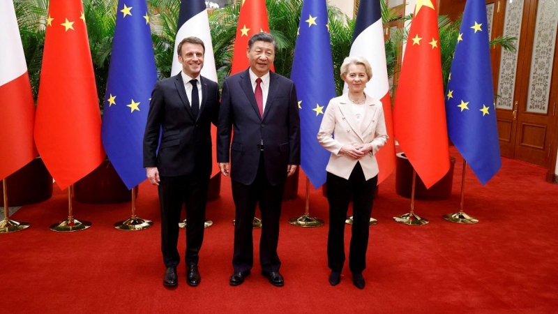 Macron Jinping y Von der Leyen