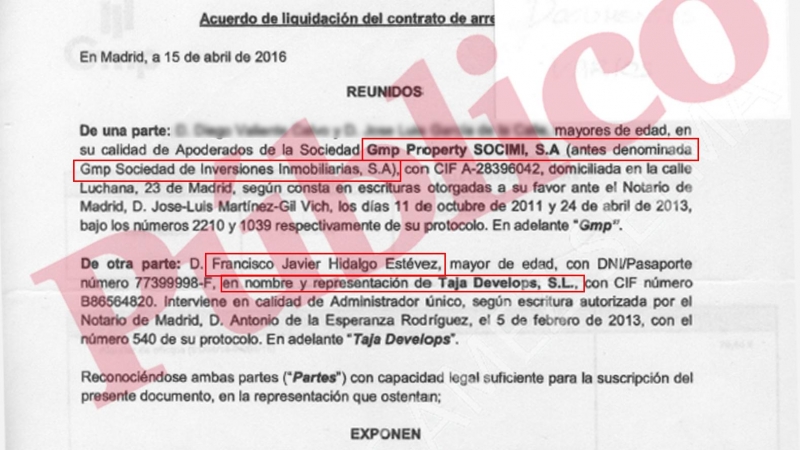 Extracto del contrato de alquiler de la oficina de Pedro Teixeira, 8 con la sociedad GMP Property