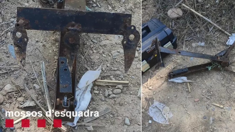 21/04/2023. Algunos de los artefactos que hallaron los Mossos de Lleida en el asalto a un cultivo situado en Alcoletge