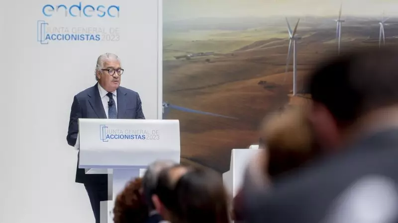 El consejero delegado de Endesa, José Bogas, durante su intervención en la junta  de accionistas, en la sede de la compañía, en Madrid. E.P./Alberto Ortega