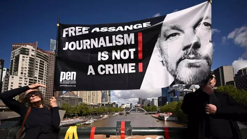 Protestas en favor de libertad de Julian Assange en Melbourne, Australia