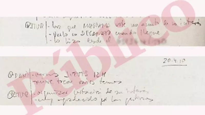 Apuntes de las agendas de Villarejo de los días 19 y 20 de mayo de 2010 sobre una votación de José Iturmendi.