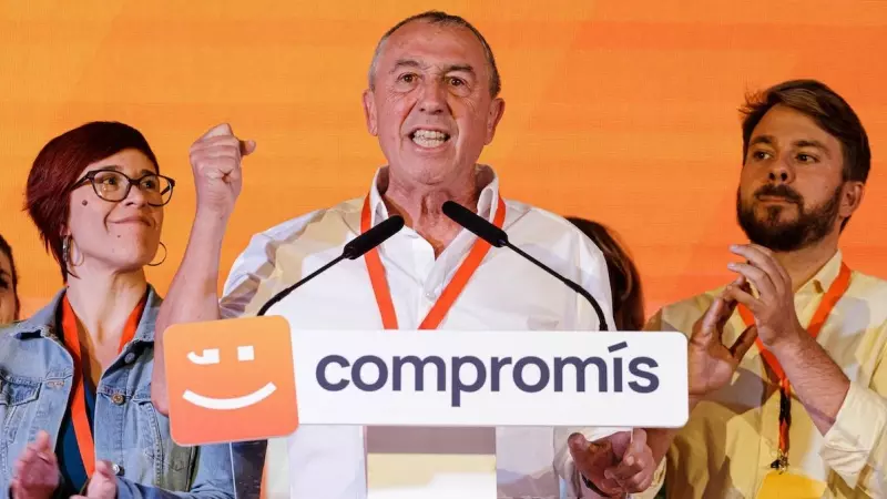 Joan Baldoví durante el seguimiento de la jornada electoral en la sede de Compromís, a 28 de mayo de 2023, en València.