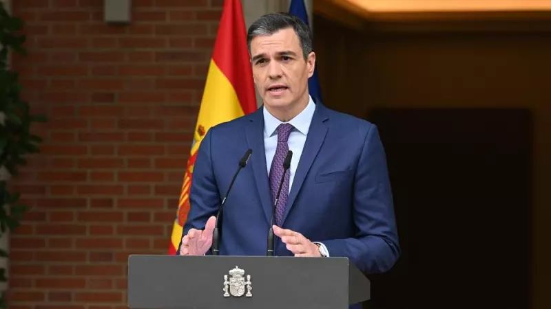 29/05/2023 - El presidente del Gobierno, Pedro Sánchez durante una rueda de prensa celebrada en la Moncloa, donde ha anunciado el adelanto de las elecciones generales al domingo 23 de julio.