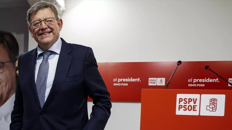 El president de la Generalitat valenciana y secretario general del PSPV-PSOE, Ximo Puig, tras la Comisión Ejecutiva de su partido en Madrid, a 30 de mayo de 2023.