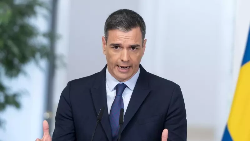 El presidente del Gobierno, Pedro Sánchez, ofrece una rueda de prensa tras reunirse con el primer ministro de Suecia, en Madrid, a 5 de junio de 2023.