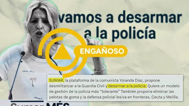 12/07/2023- Yolanda Díaz no propone desarmar a la Policía en su programa electoral.