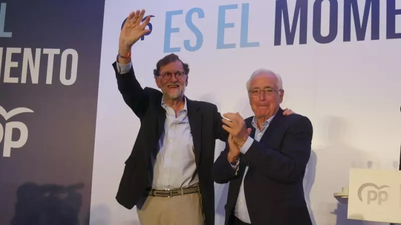 El expresidente del Gobierno Mariano Rajoy, durante su visita este jueves a Melilla.