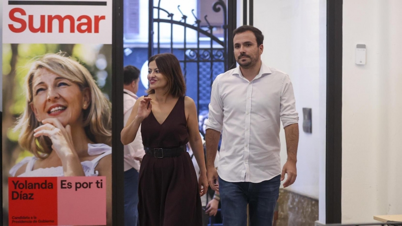 La portavoz de Izquierda Unida, Sira Rego (i), y el ministro de Consumo, Alberto Garzón, en Madrid a 23 de junio