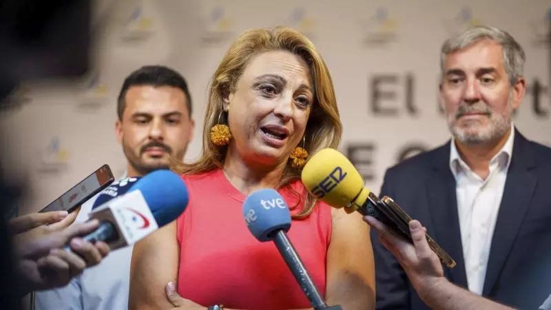 La diputada nacional electa por Coalición Canaria, Cristina Valido, atiende a los medios junto al secretario general de Coalición Canaria, Fernando Clavijo, a 24 de julio de 2023