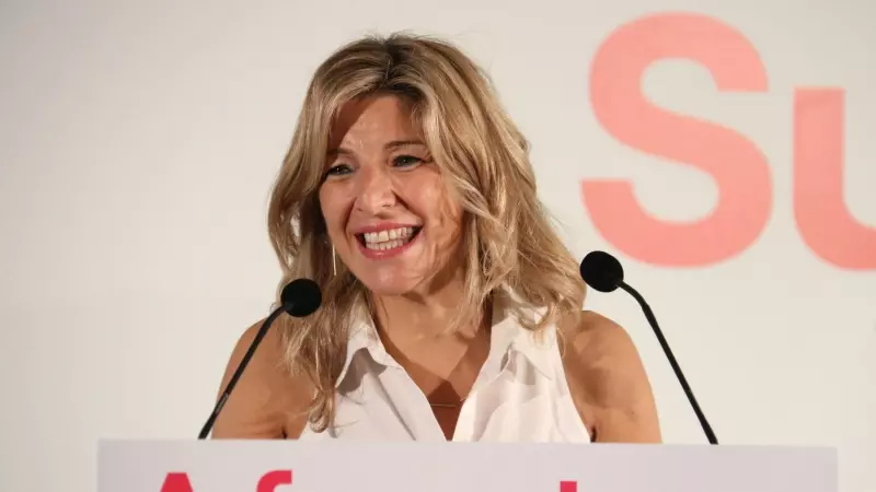 La candidata de Sumar a presidenta del govern espanyol, Yolanda Díaz, en un acte a Girona