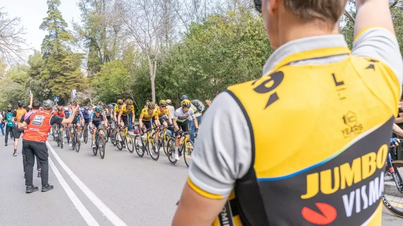 El pilot ciclista pujant a Montjuïc, en la darrera edició de la Volta Ciclista a Catalunya