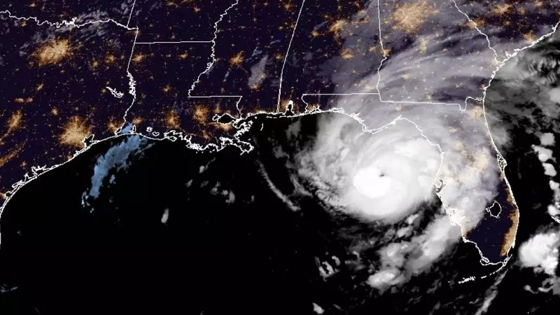 Fotografía satelital que muestra la tormenta tropical Idalia cerca de las costas de Florida, a 29 de agosto de 2023.