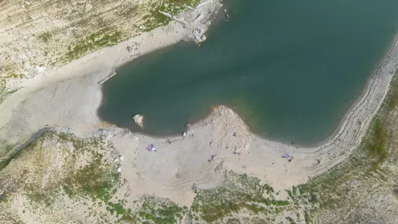 Vista aérea del pantano Darnius-Boadella, a 30 de julio de 2023, en Darnius, Girona, Catalunya