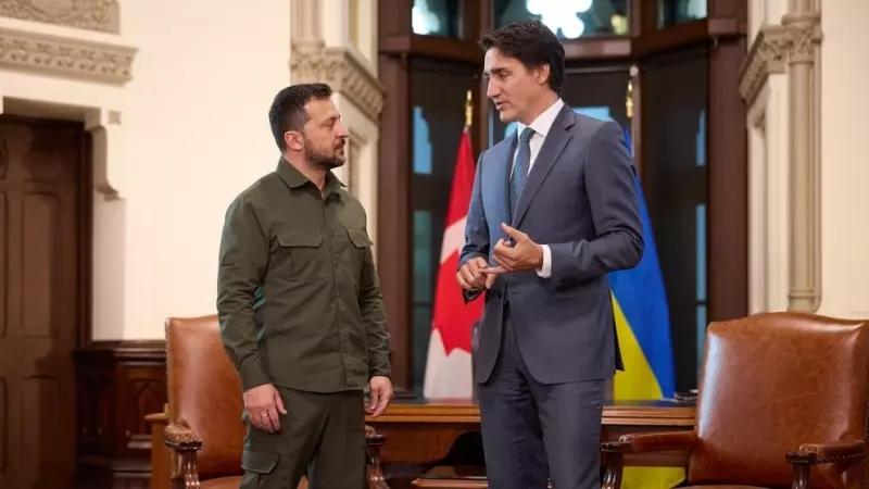 El presidente ucraniano, Volodímir Zelenski, y su homólogo canadiense, Justin Trudeau, en Ottawa.