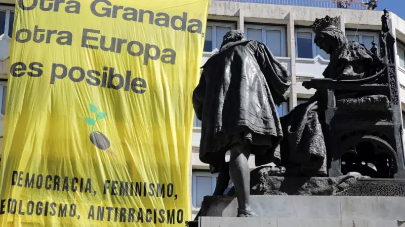 Granada, durante la primera marcha convocada contra la Cumbre de Europa, a 30/09/2023.